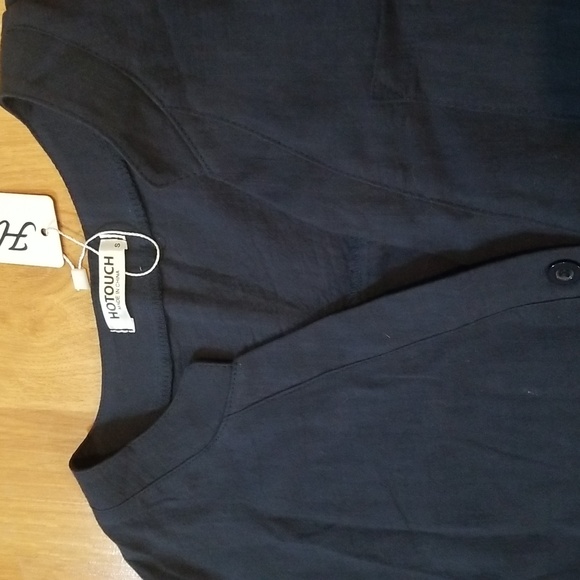 Hotouch dark blue long sleeve pullover v neck blouse size small NWT - Picture 3 of 8